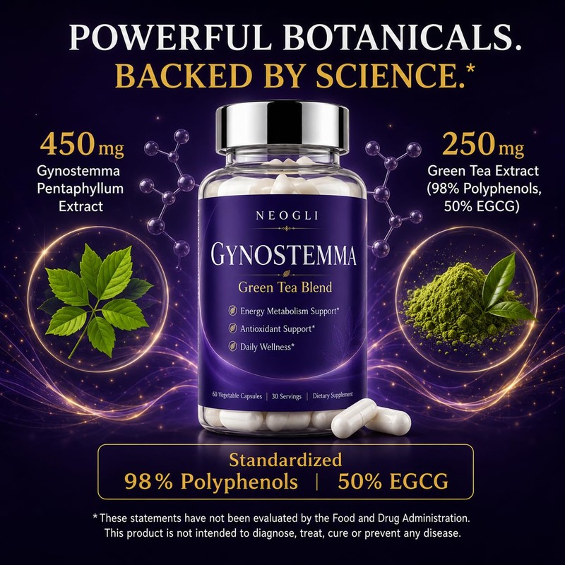 Gynostemma Supplement with Green Tea Extract, 60 Capsules