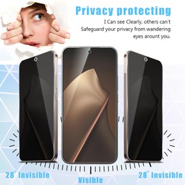 Anbzsign 2+1 Pack for Xiaomi 15T Pro Privacy Tempered Glass Screen Protector and Camera Lens Protector, Anti-Spy 9H Hardness Case Friendly Film for Xiaomi 15T Pro 5G (2025)
