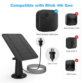 6W Solar Panel Compatible with All-New Blink Outdoor 4 (4th Gen) Camera, IP65 Waterproof Solar Panel for New Blink Outdoor Camera 4th Gen with 13.1ft Cable, 360°Adjustable Secure Wall Mount -4Pack