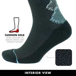 GoWith 2 Pair Unisex Merino Wool Compression Socks, 15-20 mmHg Thermal Travel Cushioned Knee-High Socks for Men & Women, Black-Turquoise, Small, Model: 3591