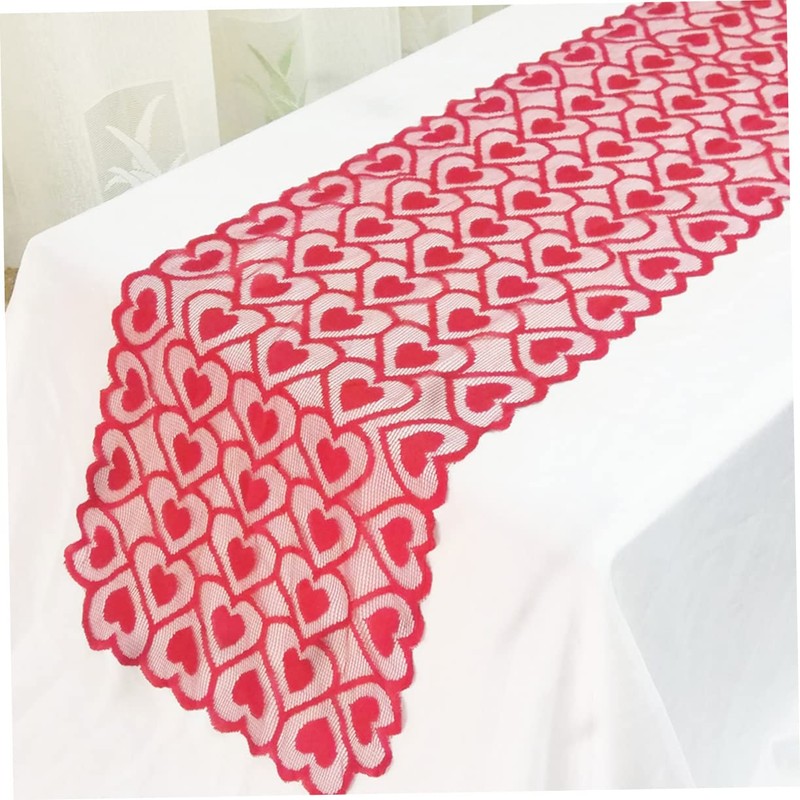 SHOWERORO Dirt Resistant Love Table Runner Washable Reusable Tablecloth for