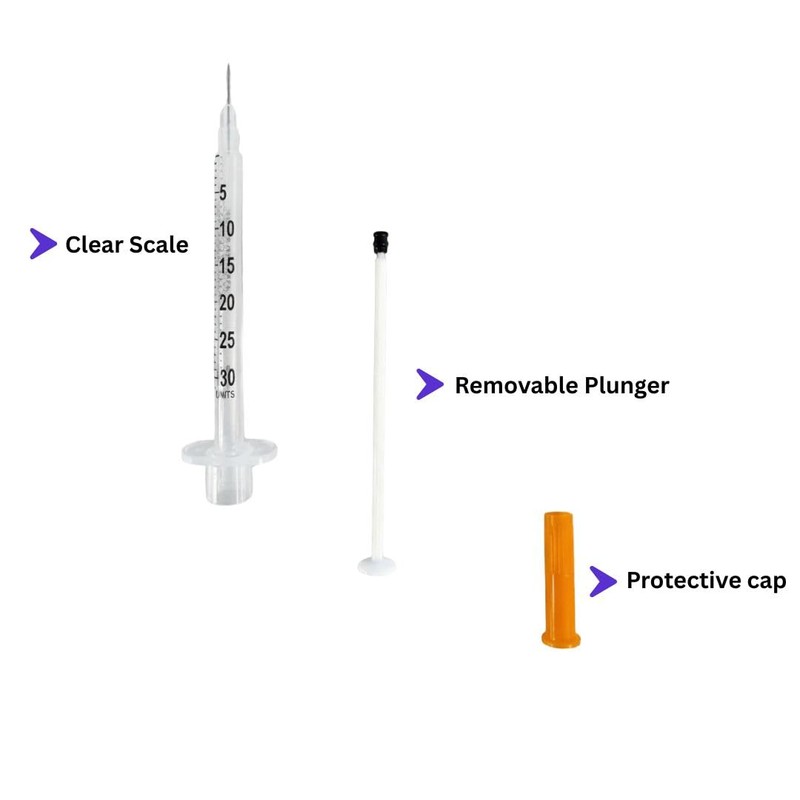 0.3ml/cc Syringe with 31G x 8mm, 100 Pcs, Lab Syringes,