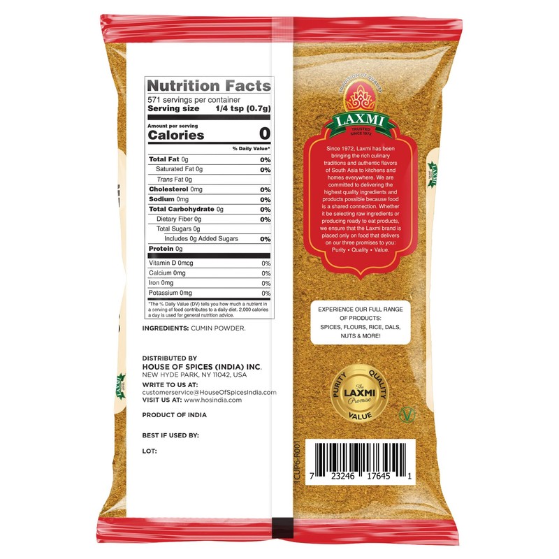 Laxmi All-Natural Dried Cumin Powder - 14 Ounce