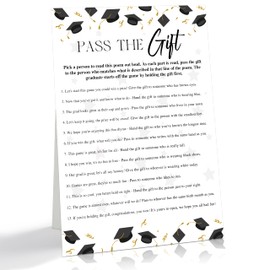 Pass The Gift - Graduation Party Games Sign 8x11 Inch, Class of 2025 Graduation Games Classroom Gift Exchange Activities, Grad Party Supplies Decorations for High Senior College School