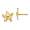 14K Solid Yellow Gold Starfish Stud Earrings