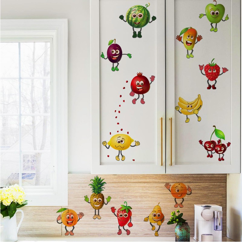 4 x Wall Stickers Kitchen Fruit Funny Fruit Wall Stickers
