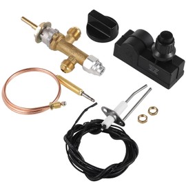 Fire Pit Safety Control Valve Kit, Low Pressure Propane Gas Fireplace Flameout Valve Kit, Fire Pit Replacement Parts Valve Igniter Assembly Kit, Push Button Igniter Kit for Gas Grills, Heaters, Stoves