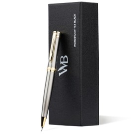 Wordsworth and Black Mechanical Pencil Graphite Lead- Stunning Luxury Metal Pencil, Silver Chrome 24K Gold Finish, 0.7mm Led, Best Gift Set for Men & Women, Professional Executive Office Pencils