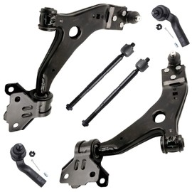 Detroit Axle - 6pc Front End Control Arms Kit for Ford 2012-2018 Focus 2014-2018 Transit Connect 2 Lower Control Arms w/Ball Joints 4 Inner & Outer Tie Rods 2015 2016 2017 Replacement