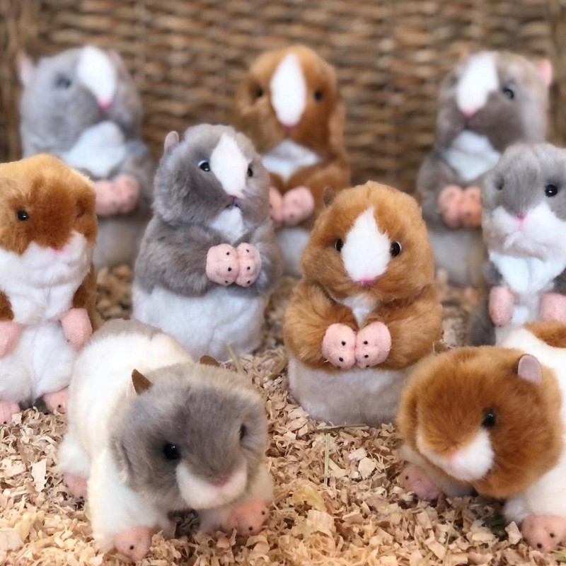 Plush 5" Grey and White Syrian Hamster