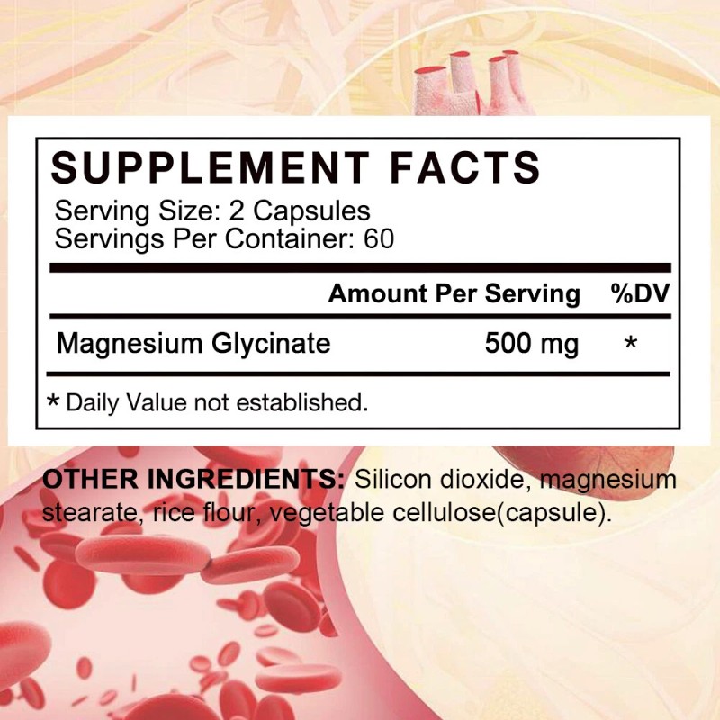 SOOMIIG Magnesium Glycinate 120 Capsules - Improves mood and sleep,