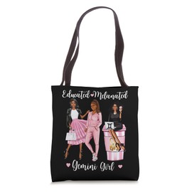 Educated Melanated Gemini Black Womens Zodiac Astrology Tote Bag