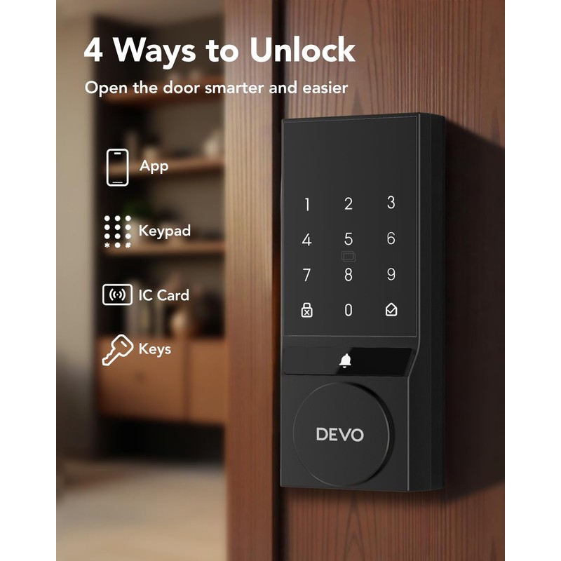 2Pcs Devo G4 Smart Locks for Front Door, Keyless Entry,
