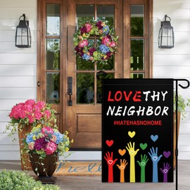 Love Your Neighbor Garden Flags for Outside 12x18 Inch Hate Has No Home Here Garden Flag Vertical Double Sided for Outdoor House Yard Sign Garden Decor