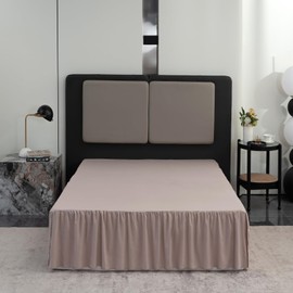 Falda de cama de tamaño matrimonial con volantes y esquinas divididas, falda de cama de 14 pulgadas con volantes y plataforma, color caqui