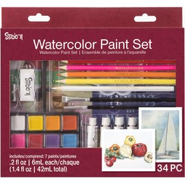 Studio 71 Getting Started Watercolor, 34 Pieces Art Set, Starter, Assorted