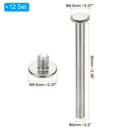 PATIKIL 24 Sets Chicago Screws, 5x60mm(DxH) Chicago Screws Phillips Binding Post Screw Bolts Leather Rivets 304 Stainless Steel Fasteners for Leather Belt Scrapbook Photo Albums, Silver