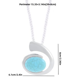 Statement Turquoise Necklace for Women Adjustable Punk Crystal Turquoise Necklace Chunky Exaggerated Turquoise Pendant Necklace Bohemian Holiday Jewelry (silver)