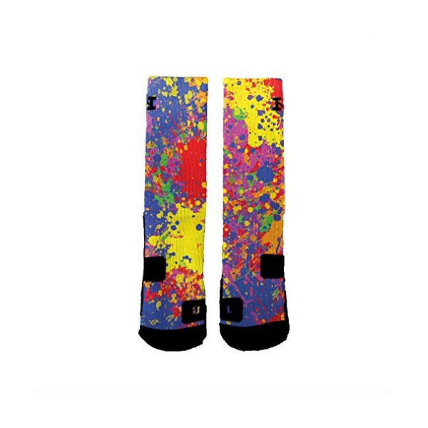 HoopSwagg Paint Splatter Custom Socks Large