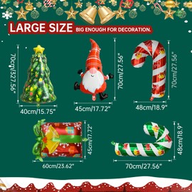 MINICIRCLES Christmas Balloons, Party Decorations Santa Claus Snowman Reindeer Foil Balloons, Christmas Tree Merry Christmas Balloons Xmas Eve New Year Party Supplies 10 PCS (Christmas)