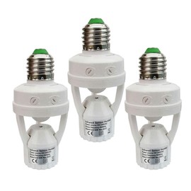 Taigeguang Motion Sensor Light Socket,E26 E27 PIR Motion Screw Bulb Adapter Indoor Use Only, Auto On Off Night Light Control for Garage Basement Porch Storage Room (3 Pack)