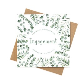 Engagement card | eucalyptus style green illustrated square greeting card | engagement cards | engagement cards for couples | to go with engagement gifts