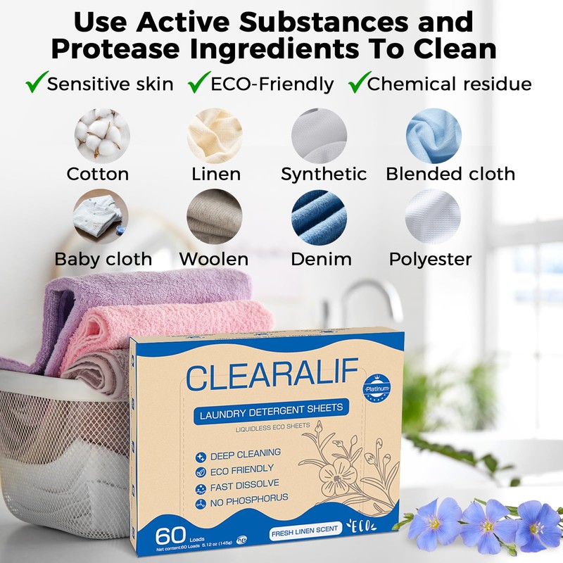 CLEARALIF Laundry Detergent Sheets, Up to 360 Loads, Fresh Linen,