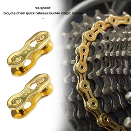 Micro Traders 5 Pair of Bicycle Chain Links for 10 Speed Speed Chain Mountain Road Bike Reusable Magic Buckles Quick Assemble Disassemble Manganese Steel Gold Cycling Accessories