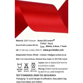 Red Satin Ribbon 1" Inch 25mm Wide 25Yard Birthday Party/Craft/Wedding Favors Bow Scrapbooking Decor GCS London - Buy 2 & GET 1 Free