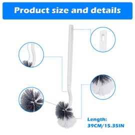 FORYNXHWIN Pack of 2 Toilet Brushes, Long Handled Toilet Brush with Curved Design, Plastic Brush Set with Strong Bristles for Deep Cleaning, Effective Cleaning for Toilets (White)