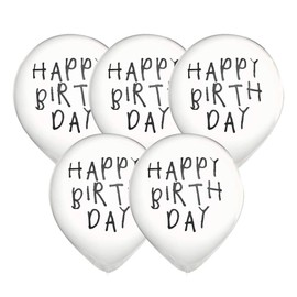 regalo Message Balloons (5 Pieces) Balloons, Birthday Decoration, Balloons, Monotone (A Type - Happy Birthday Day, Handwriting-White)