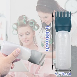 ELANE 4 Pack Root Comb Applicator Bottle,Oil Comb Applicator for Hair Dye Shampoos Hair Salons (Grey+Green)