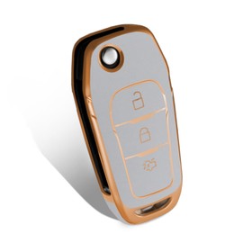 WORCAS Smart 3 Button Key Fob Cover Case Compatible with Ford Explorer Ranger F150 F250 F350 F450 F550(Quicksand-Gold)