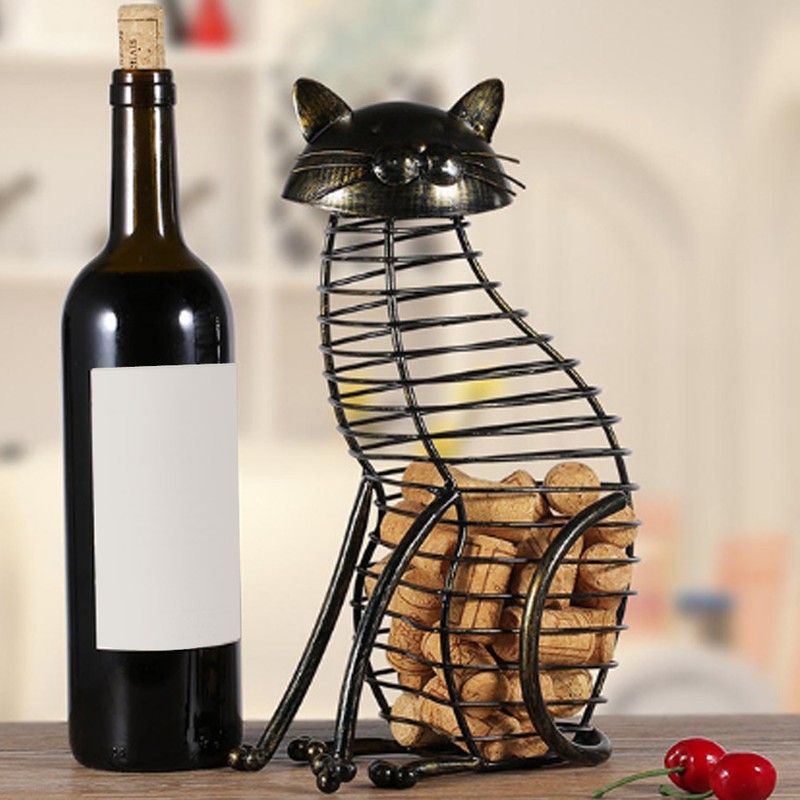 Fashionable Cat Shaped Red Wine Cork Container Bottle Stopper Storage