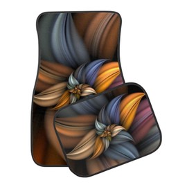 SEANATIVE Brown Floral Pattern Car Floor Mats All Weather Women Non-Slip Vehicle Mats Carpet Fit SUV/Truck/Van, Universal Auto Mats Cover