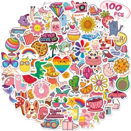 RINOLY 100 PCS Cute Stickers for Kids, Water Bottle Sticker for Teens,Waterproof Vinyl Kawaii Stickers for Water Bottles,Skateboard,Laptop,Girls Boys Classroom Prizes