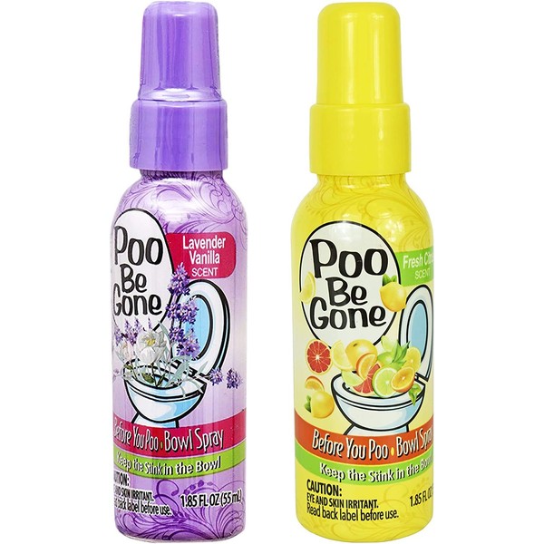 Poo Be Gone Toilet Spray 1.85oz - Before You Go Toilet Bathroom Deodorizer 2 Pack (Lavender & Citrus)