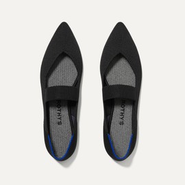 Rothy's The Point Mary Jane Women's Slip-On Shoes, Pointed-Toe Flats, Black, Made from Recycled Plastic Bottles & Machine Washable, Size 6.5