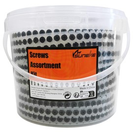 Suneke 1000PCS #6 X 1-1/4" High Hardness Drywall Collated Screws, Black Phosphate, Coarse Thread, Phillips Drive, Bugle Head, Wood Screws with Organizer Box