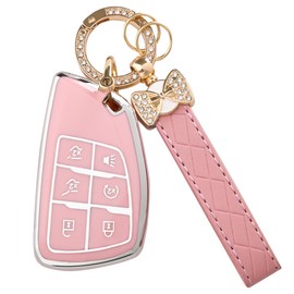 JAMCARI for Chevy Key Fob Cover - Soft TPU Protection Case with Keychain for (2021-2025) Chevy Suburban Tahoe GMC Yukon Denali Silverado Buick Enclave 6-Button Smart Remote Key Shell