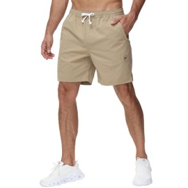 Men's Half Pants, Short Pants, Breathable, Summer, Large Size, Cargo Pants, Casual, Zip Included, Adjustable Drawstring, Soft, Loungewear, Khaki