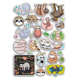 A4 Sticker Sheet Sloth Vinyl Stickers - Lazy Animal Coffee Sleepy Follow Your Dreams Floral Girls Boys Hobby Love Chill Scrapbooking Travel Gift #78901