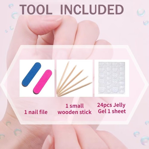 MAGLFELL Press On Nails Handmade Short Square Nails, Glossy Art