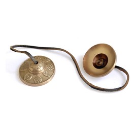 Tibetan Tingsha Bells Cymbals Meditation Chime Bells with Cloth Bag, 6.3 cm Meditation Chime Bells, for Percussion Instrument(8 Lucky Symbols Embossed)