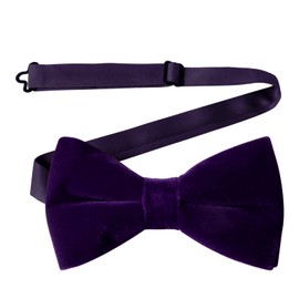 HOULIFE Velvet Bow Tie for Men – Adjustable Pre-tied Bowtie, Solid Colour Butterfly Bow Ties for Groom Wedding Party Formal with Gift Box (Double Layer), Purple