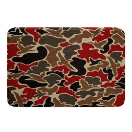 Feelyou Duck Hunter Red Camouflage Hunting Bathroom Rugs 20"x32" Kids Black Brown Bath Rugs for Shower Tub for Boys Teens Camo Army Bath Mats for Bathroom Non-Slip Wild Bathroom Accossories