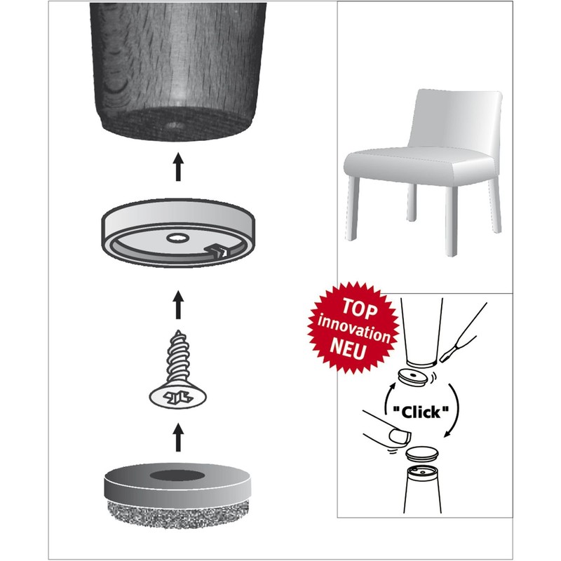Wagner QuickClick Furniture Glides in Various Sizes, Furniture Protectors to