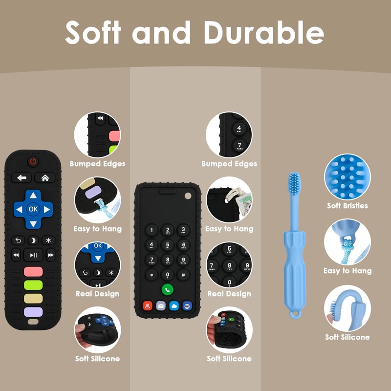 ZOEDO Baby Teething Toys, Remote Control Shape Teething Toys, Cell