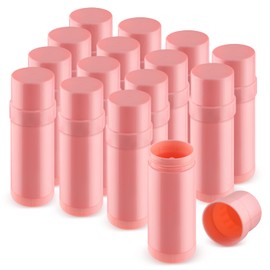 DMuuuDM 15 Pack 2 oz/60ml Plastic Deodorant Containers,Empty Round Twist-Up Solid Stick Tube Container for Homemade Deodorant,Shaving Soap Stick,Heel Lip Balm,Solid Lotion Bars-Top Filling,Pink