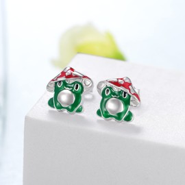 Frog Earrings Sterling Silver Frog Mushroom Earrings Mushroom Jewelry for Women Girls